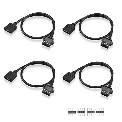 Image of GINTOOYUN 4 Pin RGB Extension Cable 12V 4 PIN to SM 4Pin Female ARGB Connector Adapter Cable for Computer Fan, Motherboard,LED Strip(0.98 FT,4 PCS)(Style 2)