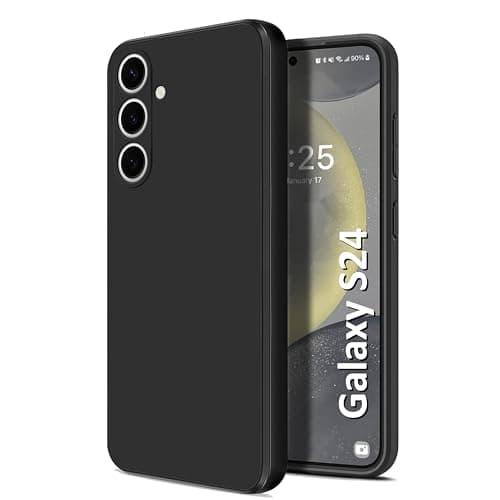 Image of Liquid Silicone Case for Samsung Galaxy S24, Soft Gel Rubber Anti-scratch Shockproof Slim Protection Phone Case Cover Compatible with Samsung Galaxy S24 Black