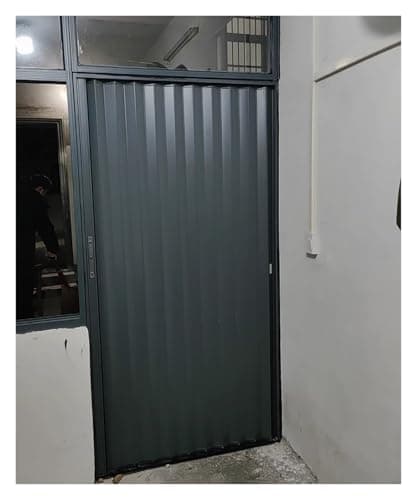 Image of YLLFFLL White Gray Concertina Room Divider Doors Internal, 180cm Tall Metal Aluminium Waterproof Folding Door with Lock & Kit, Folding Doors Sliding Door Indoor Open Kitchen(Gray,80 x 180cm)