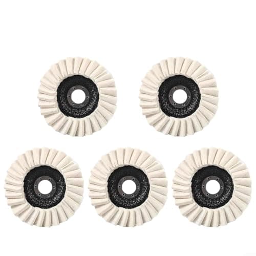 Image of 5-Pack Wool Felt Flap Polishing Discs for Angle Grinders, Buffing Pad for Car Waxing, Furniture & Stainless Steel Restoration(125MM/5IN)