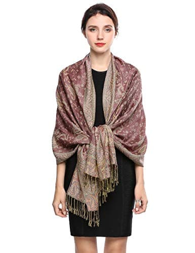 Image of EASE LEAP Women Pashmina Scarves Winter Scarf Reversible Paisley Shawl Blanket Large Wraps 78.5"X27.5"/(22-Light violet)