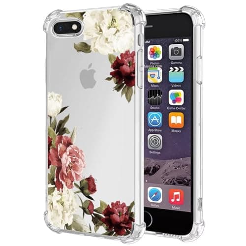 Image of Jhxtech Phone Case for iPhone 6 Plus Case, iPhone 6S Plus, Apple 6 Plus girls women, Slim Shockproof Clear Floral Pattern Soft Flexible TPU Protective Cover for Apple iPhone 6 Plus Blossom Flower