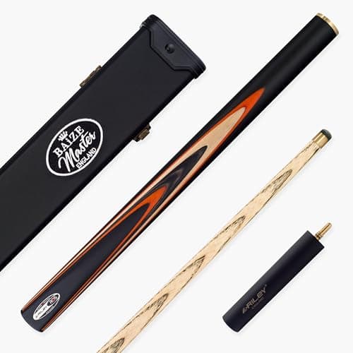 Image of Riley RONNIE O'SULLIVAN Endorsed Limited Edition Ash Snooker and English Pool Cue 9.5mm Leather Tip - 57 Inch, 17-19oz, with Baize Master Hard Cue Case (ROS 3-8 with Baize Master Hard Case)