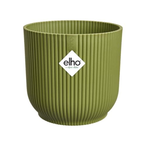 Image of elho Vibes Fold Round 16 - Flower Pot from 100% Recycled Plastic - Indoor Plant Pot - Ø 16.1 x H 14.8 cm - Green/Fern Green