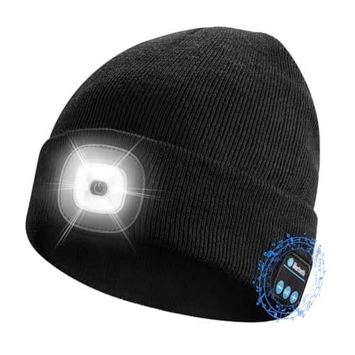 Image of Etsfmoa Unisex Bluetooth Beanie Hat Light,4 LED USB Rechargeable Wireless Headphones Tech Caps,Gifts for Men Father Dad Husband Boyfriend Him Women Teen Boys (Black)