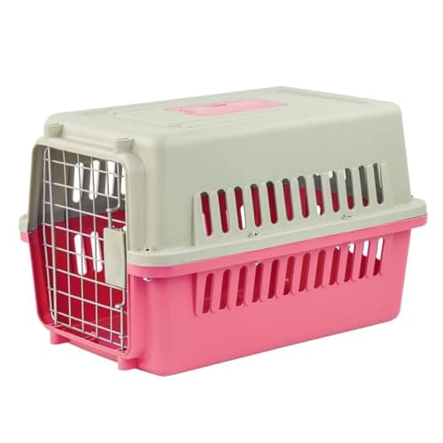Image of KCT Small Pink Plastic Cat Carrier Portable Cage Crate for Pet/Dog/Kitten/Puppy Carrier Travel Box