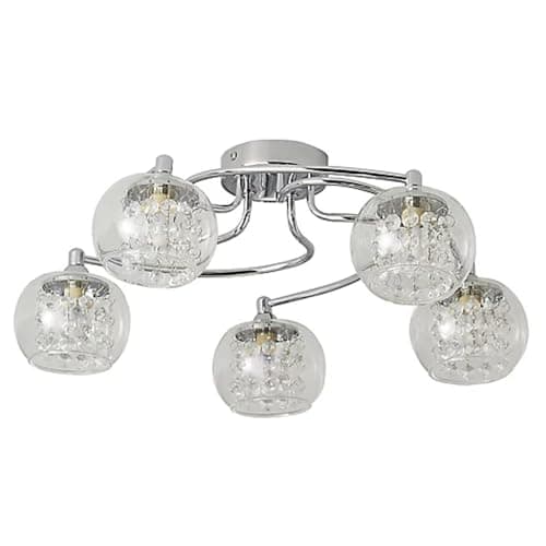 Image of LITECRAFT Ceiling Light Crystal Effect Flush Mount G9 5 Arm - Chrome Clearance