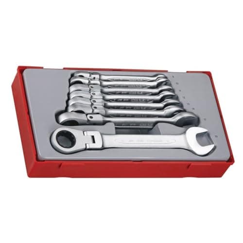 Image of Tengtools TT6508RF Toy-Hinged-Metric Ratchet Combination Wrench, Silver