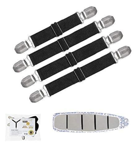 Image of GOODTIMES Ironing Board Cover Clips, Adjustable Ironing Board Pad Braces Fasteners Mini Suspenders - Keep Cover Flat and Secure Tention Clips