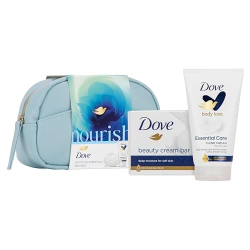 Image of Dove Nourish On-the-Go Essentials Skin Care Gift Set For Her in a mini washbag 2 piece