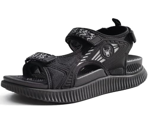 Image of KuaiLu Sandals Womens Orthopedic Walking Ladies Recovery Sport Thick Athletic Cushion Outdoor Hiking Water Sandles Adjustable Strap Sandals Comfortable Plantar Fasciitis Arch Support All Black 6