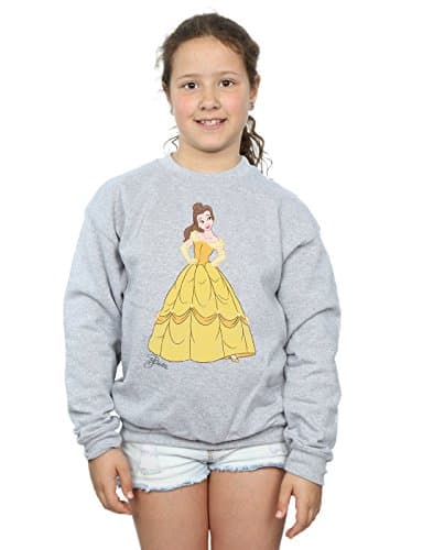 Image of Disney Princess Girls Classic Belle Sweatshirt 7-8 Years Sport Grey