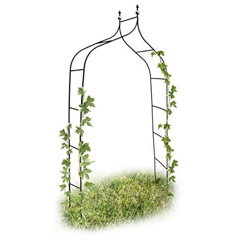 Image of Relaxdays 2x Metal Rose Arch, Garden Arbour, HxWxD: 240 x 140 x 38 cm, Vintage Style, Climbing Support for Plants, Green