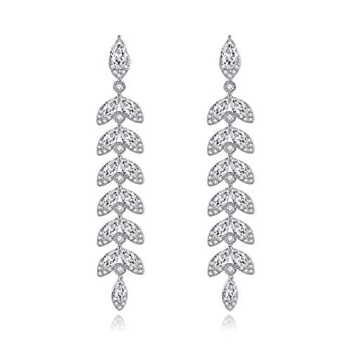 Image of Dsnyu Drop Earrings Trendy, Willow Leaves Earrings Women Vintage, White Gold Earrings Dangle for Women