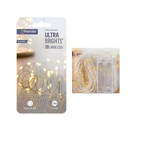 Image of Premier 20 Battery Operated Large LED ULTRABRIGHTS with Timer - Warm White (LB191279WW)