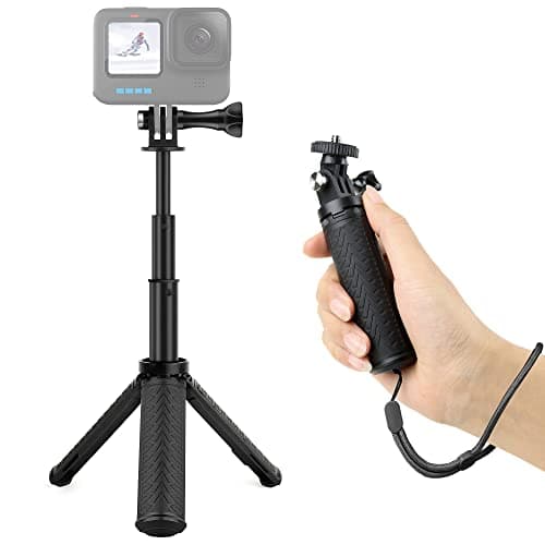 Image of GEPULY Mini Hand Grip Selfie Stick Tripod Stand for GoPro Hero 12 11 10 9 8 7 6 5 4 3 2,Fusion, Max,Insta360,AKASO, SJCAM,DJI OSMO Action Camera&Phones(3-in-1: Handle,Selfie Stick,Tripod Stand)