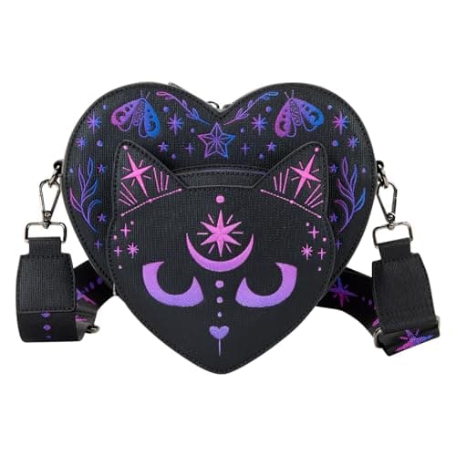Image of Loungefly Neon Cat Heart Figural Crossbody Bag
