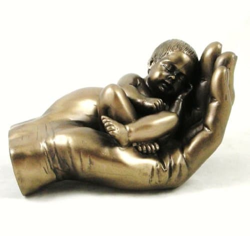 Image of A LITTLE HANDFUL COLD CAST BRONZE SCULPTURE BABY BABIES ART BRAND NEW & BOXED