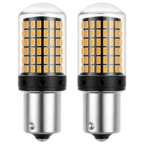 Image of JOVIA 2-Pack BAU15S PY21W 1156 Amber Yellow LED Indicator Bulbs, CANBUS Error Free, 2800 Lumen Super Bright Front & Rear Turn Signal Lights, 12-24V 7440 144SMD Universal Replacement Car Bulbs