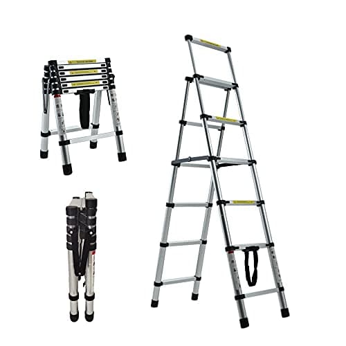 Image of 5+6 Step Extendable Ladders Combination Ladder Aluminum Multi Purpose Ladder for Home Garden Office Garage,Easy to store,Max Loading 330Lbs