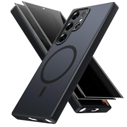Image of Magnetic for Samsung Galaxy S22 Ultra Case with 2* Privacy Screen Protector, Compatible with Magsafe Translucent Matte Back Shockproof Anti-Fingerprint Phone Case for Samsung S22 Ultra Cover