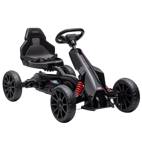 Image of HOMCOM Pedal Go Kart, Kids Ride On Race Car with Adjustable Seat, Swing Axle, Shock Absorption EVA Tyres, Handbrake, for Boys and Girls Ages 3-8 Years, Black