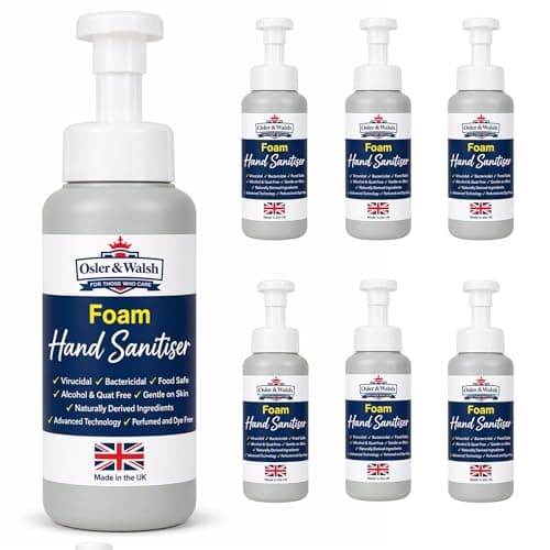 Image of Osler & Walsh Hand Sanitiser Foaming Pump Bottles 500ml – Alcohol-Free, Quat-Free Formula - Biodegradable | Pack of 6 | Healthcare, Workplace, Nursery & Behavioural Health Use