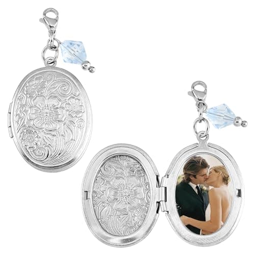 Image of SUPERFINDINGS 2Pcs Locket Bouquet Pendant Decorations Wedding Bouquet Picture Frame Bouquet Charms Oval with Flower 316 Stainless Steel Bride Photo Charms for Bridal Engagement Flower Decorations