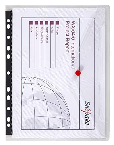 Image of Snopake [100% Recycled] A4 Polyfile RingBinder Popper Wallet with Press Stud Closure – Clear [Pack of 5] Ref: 12566