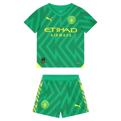 Image of Manchester City FC Little Kids 2023/24 Goalkeeper Mini Kit - Green - Size: 4 Years