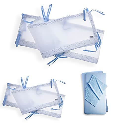 Image of Clair de Lune Stars & Stripes Cot Bed Safe Sleep Bundle - Blue