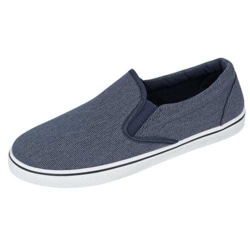 Image of Mens Canvas Mesh Slip On Espadrilles Casual Low Top Plimsoll Trainers Size 7-12 (Light Denim, UK Footwear Size System, Adult, Men, Numeric, Medium, 9)