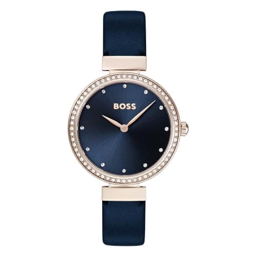 Image of BOSS Analogue Quartz Watch for Women CELEBRATION Collection with Blue Leather Strap - 1502477