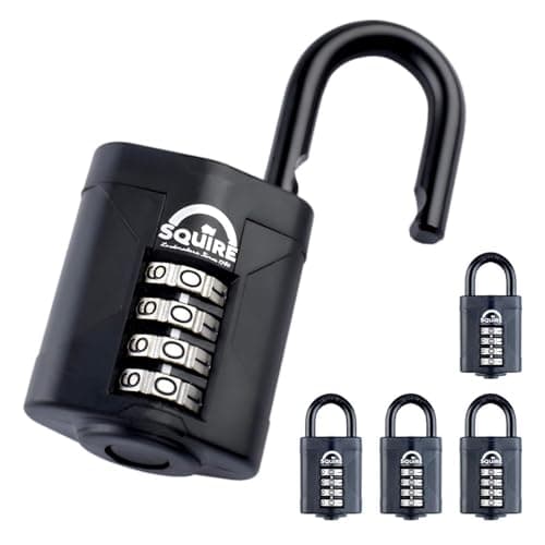 Image of 5-Pack - Squire Combination Padlock CP50 – 50mm Combination Padlock – Re-Codable 4-Digit Push Button Lock – Ideal for Gates, Sheds, Lockers & Toolboxes