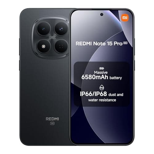 Image of Xiaomi Redmi Note 15 Pro 5G, Smartphone 12+512GB, 6580mAh Massive Battery, IP66/IP68, New 200MP Camera, 6.83 Inch AMOLED 1.5K Display, Black, 2 Year Warranty, Charger Not Included