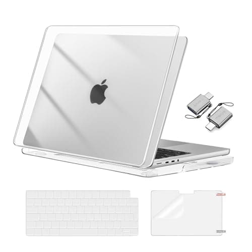 Image of MOSISO Compatible with MacBook Pro 14 inch Case 2026-2016 M5 M4 M3-M1 A3427 A3426 A3434 A3112 A3185 A3401 A2918 A2992 A2779 A2442, Hard Shell Cover&Keyboard Cover&Screen Film&Type C, Crystal Clear
