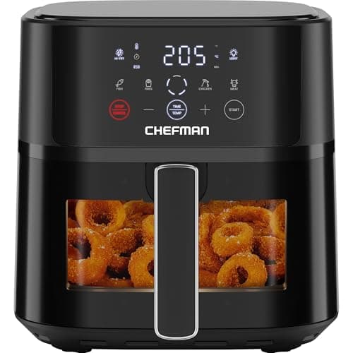 Image of Chefman Air Fryer – 5.7L Compact Airfryer for Quick, Easy Meals, Features Hi-Fry Technology for Extra Crisp, Easy-View Window, Touch Controls with 4 Presets, Nonstick & Dishwasher Safe Basket - Black