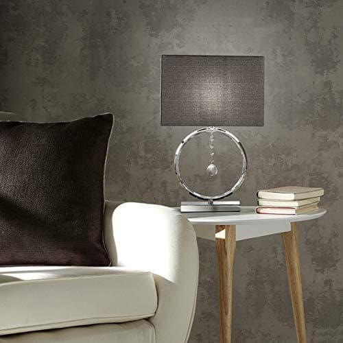 Image of Lizzy Chrome Silver Table LAMP with Grey Shade with Crystal Hanging Pendant