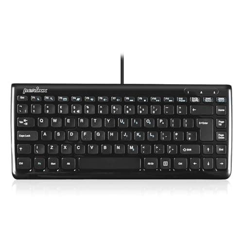 Image of Perixx PERIBOARD-407 Compact USB Keyboard, 11 Multimedia Keys, Easy Setup, Piano Black, UK Layout