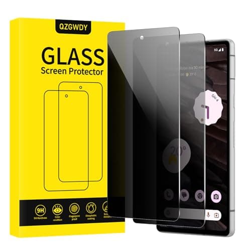 Image of QZGWDY 2 Pack Privacy Screen Protector for Google Pixel 7a, Bubble-Free, Durable, 9H Hardness Glass