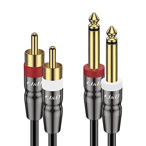 Image of J&D Dual 1/4 inch TS to Dual RCA Cable, Heavy Duty 1/4 Male to RCA Male Adapter Stereo Audio Interconnect Quarter inch Cable, 0.9 Meter