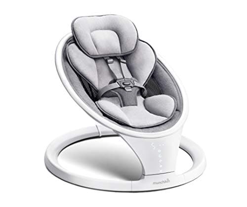 Image of Munchkin Electric Baby Swing | Bluetooth Enabled Baby Bouncer Chair & Rocker | Portable Rocker & Gentle Bouncing Chair with Motion and Sounds| White