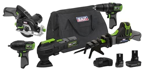 Image of Sealey 5 x 10.8V SV10.8 Series Cordless Combo Kit - 2 Batteries - CP108VCOMBO8