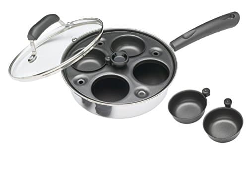 Image of KitchenCraft Egg Poacher, Carbon Steel Egg Poacher Pan, Egg Poacher Pan for 4 eggs, 21cm (11''), Silver