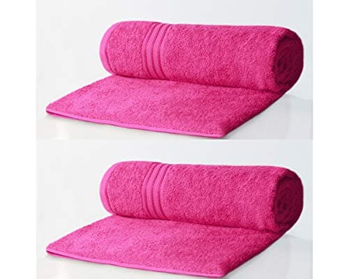 Image of Bentley Priory Linens Hand Towels (2 PACK) for Bathroom Supreme Range 500GSM Super Soft Cotton Pack of 2 Absorbent and Quick Dry Hand Towels Set 50 x 85cm (BRIGHT PINK)