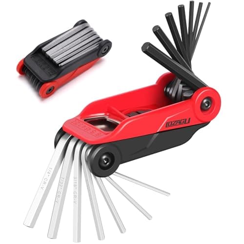 Image of LOZAGU 14PCS Folding Allen Key Set, Metric and SAE Folding Hex Key Set, Metric 2mm, 2.5mm, 3mm, 4mm, 4.5mm, 5mm, 6mm. SAE 5/64”, 3/32”, 1/8”, 5/32”, 3/16”, 7/32”, 1/4"