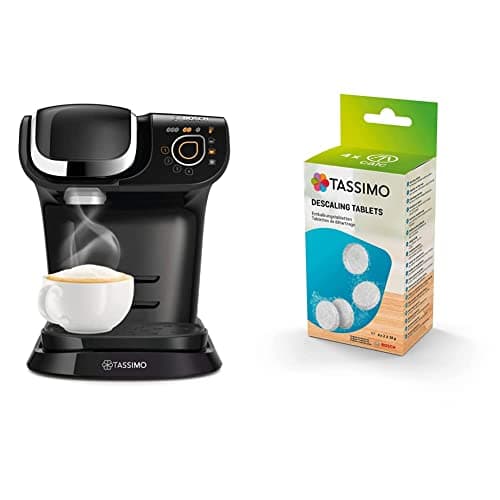 Image of Tassimo by Bosch My Way 2 TAS6502GB Coffee Machine, 1500 Watt, 1.3 Litre, Black with TCZ6008 Descaling Tablets - 8 Tablets