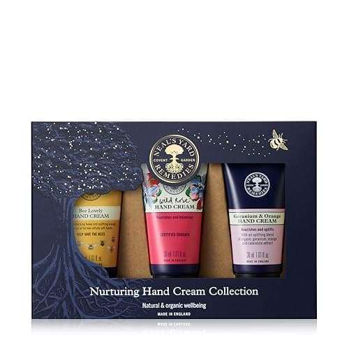 Image of Neal's Yard Remedies Nurturing Hand Cream Gift Set, With Bee Lovely, Wild Rose, Geranium & Orange, Cruelty-Free, Set of 3