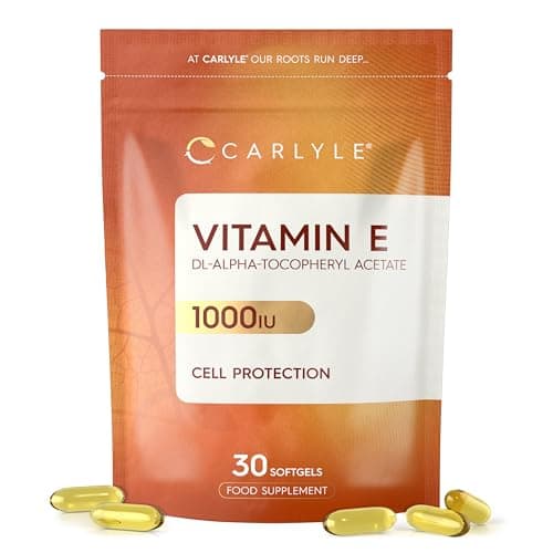 Image of Vitamin E 1000iu | 30 Softgels (1 Month Supply) | DL-Alpha Tocopheryl | Protection of Cells from Oxidative Stress | High Strength Supplement for Adults | By Carlyle