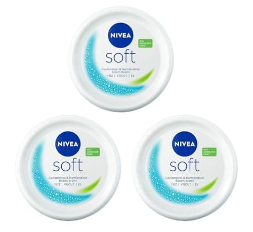 Image of 3 x 200ml NIVEA Soft Moisturising Cream Face Body & Hands Vitamin E & Jojoba oil